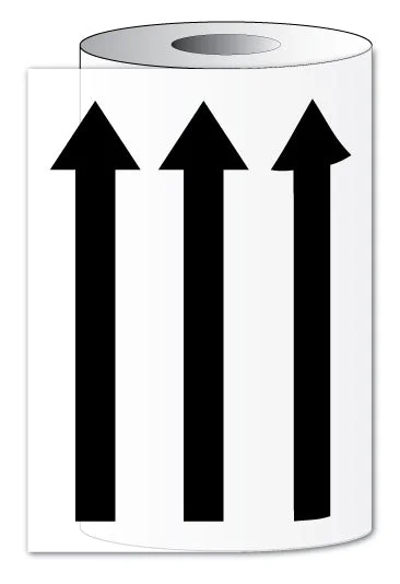 Black On White Pipe Marking Arrow Tape 150mm